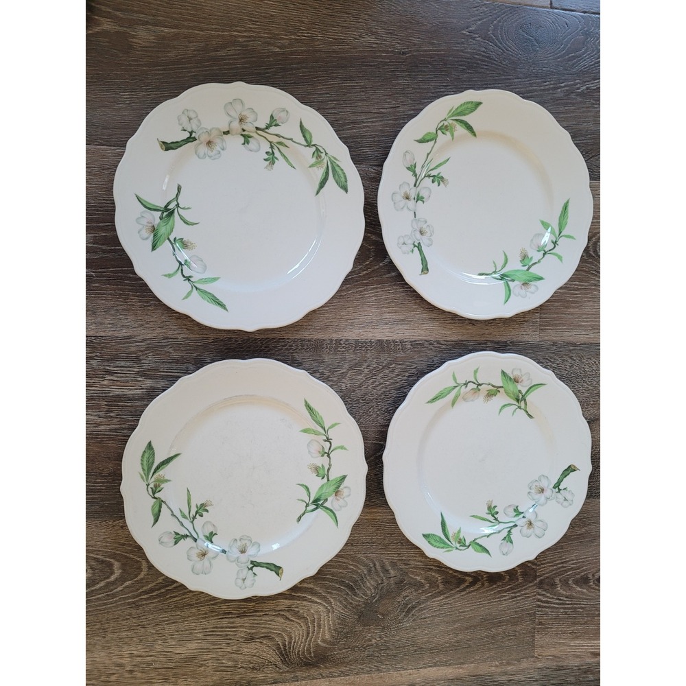 Vintage Syracuse China Apple Blossom Scalloped Dinner Plates Set of 4 Floral‎